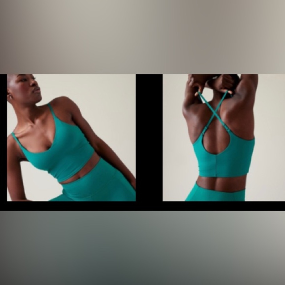 NWT Athleta 1X Elation V Neck Longline Emerald Green Bra D-DD